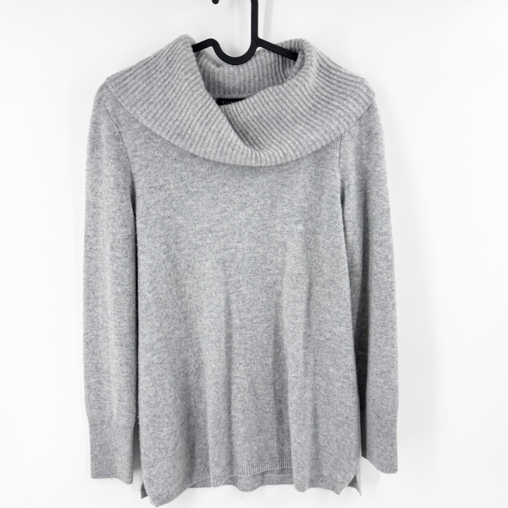✅ TALBOTS GREY 100% CASHMERE COWL NECK LONG SLEEVE SWEATER SIZE X-SMALL